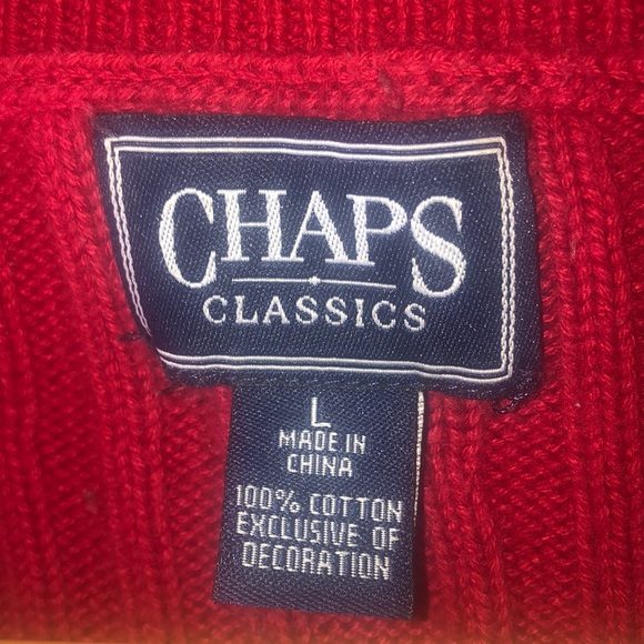 Ladies Chaps Classics Red V-Neck Sweater - Picture 2 of 2